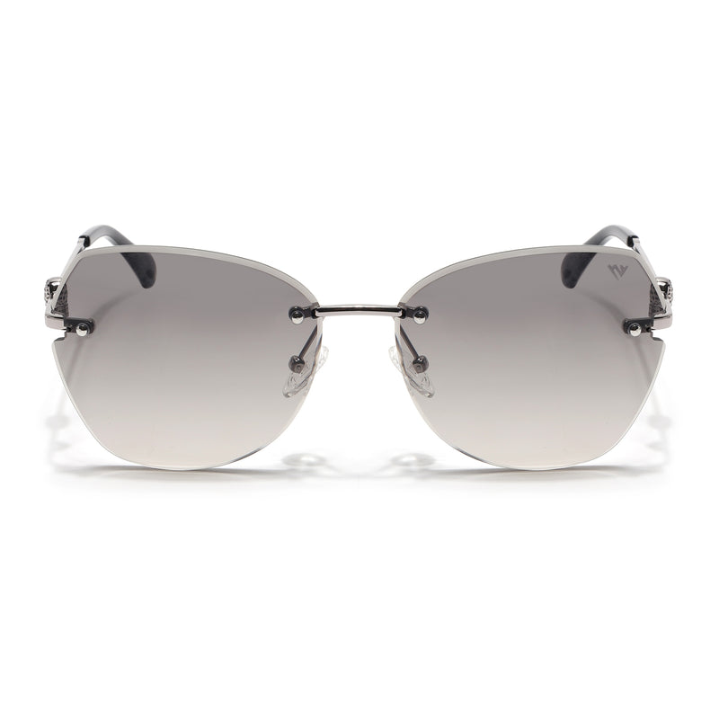 Oversize Sunglasses (Olive Lens | Silver Frame - SLMG9092)