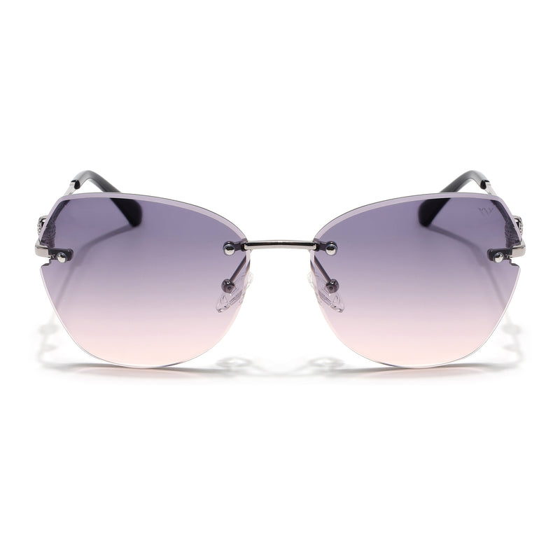 Oversize Sunglasses (Peach Lens | Silver Frame - SLMG9094)