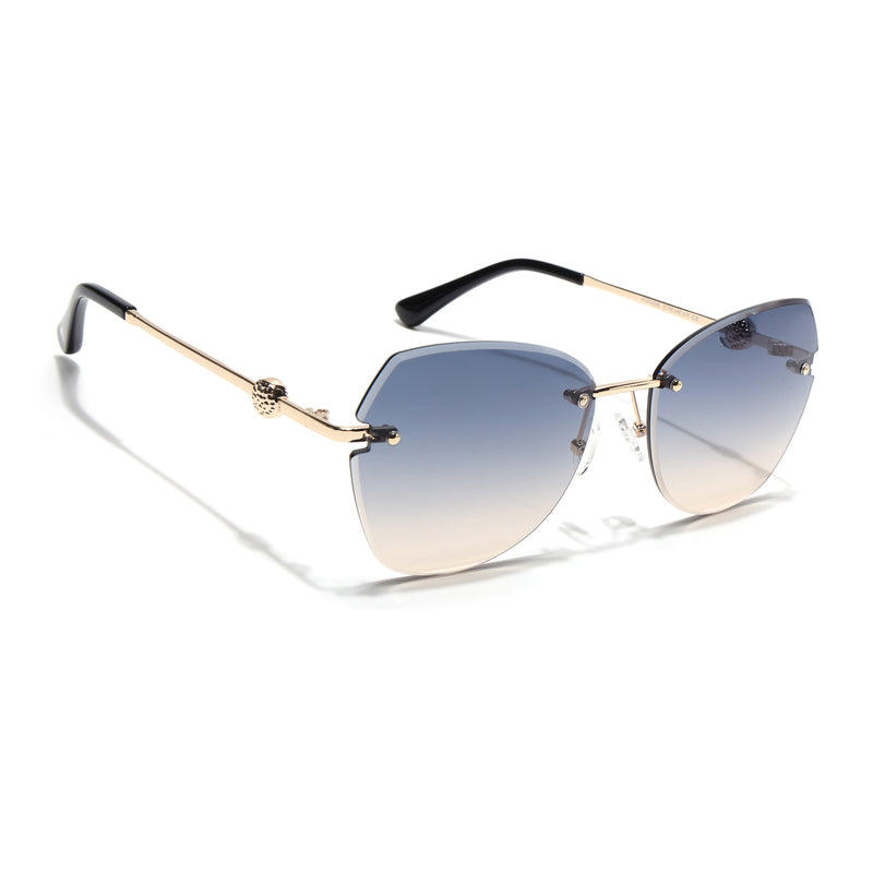 Oversize Sunglasses (Blue Lens | Golden Frame - SLMG9095)