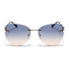 Oversize Sunglasses (Blue Lens | Golden Frame - SLMG9095)