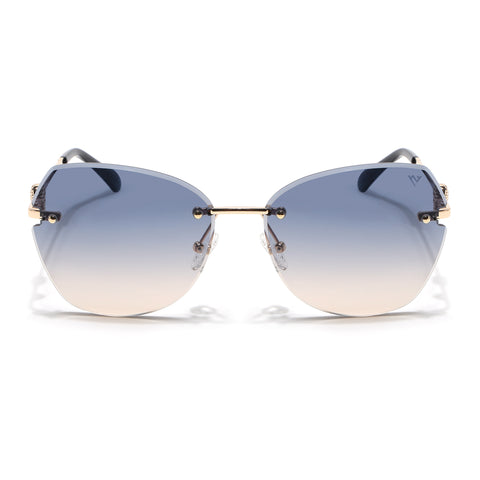 Oversize Sunglasses (Blue Lens | Golden Frame - SLMG9095)