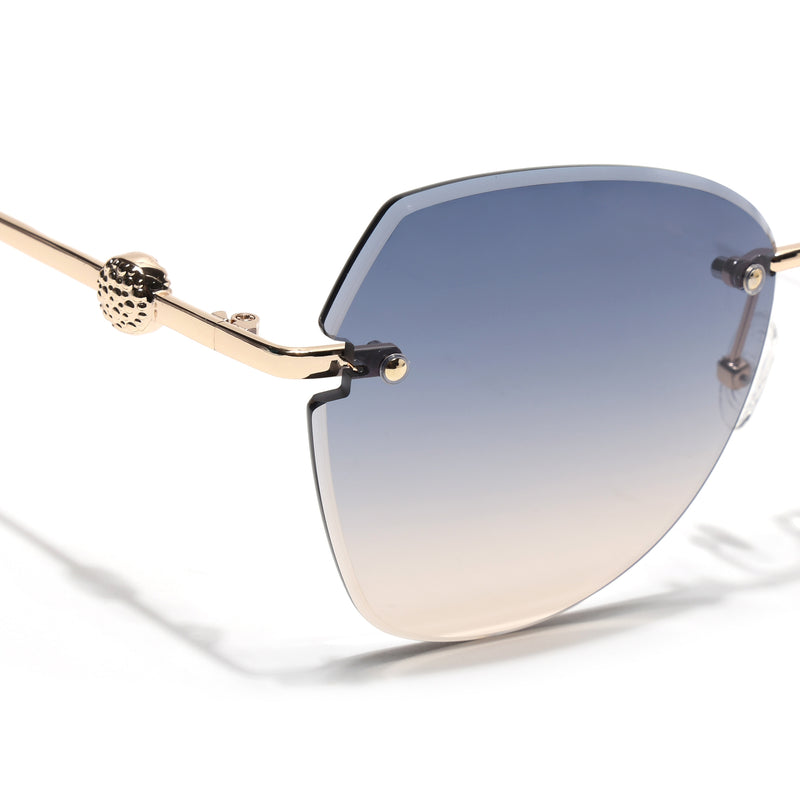 Oversize Sunglasses (Blue Lens | Golden Frame - SLMG9095)