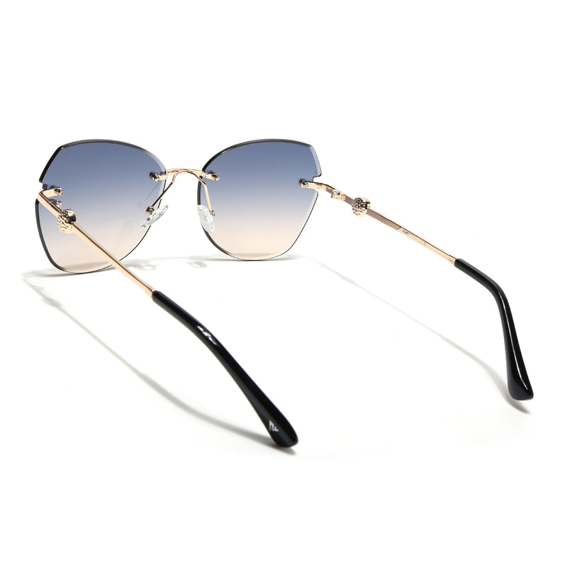 Oversize Sunglasses (Blue Lens | Golden Frame - SLMG9095)