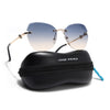 Oversize Sunglasses (Blue Lens | Golden Frame - SLMG9095)