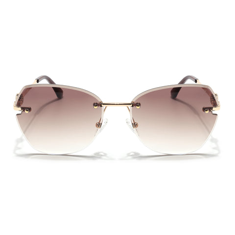 Oversize Sunglasses (Brown Lens | Golden Frame - SLMG9096)