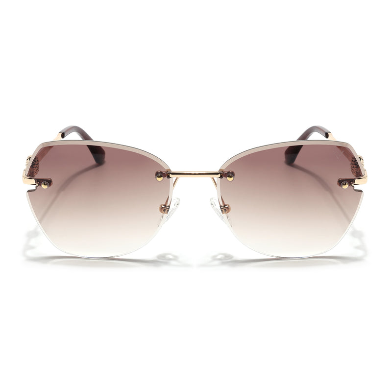Oversize Sunglasses (Brown Lens | Golden Frame - SLMG9096)