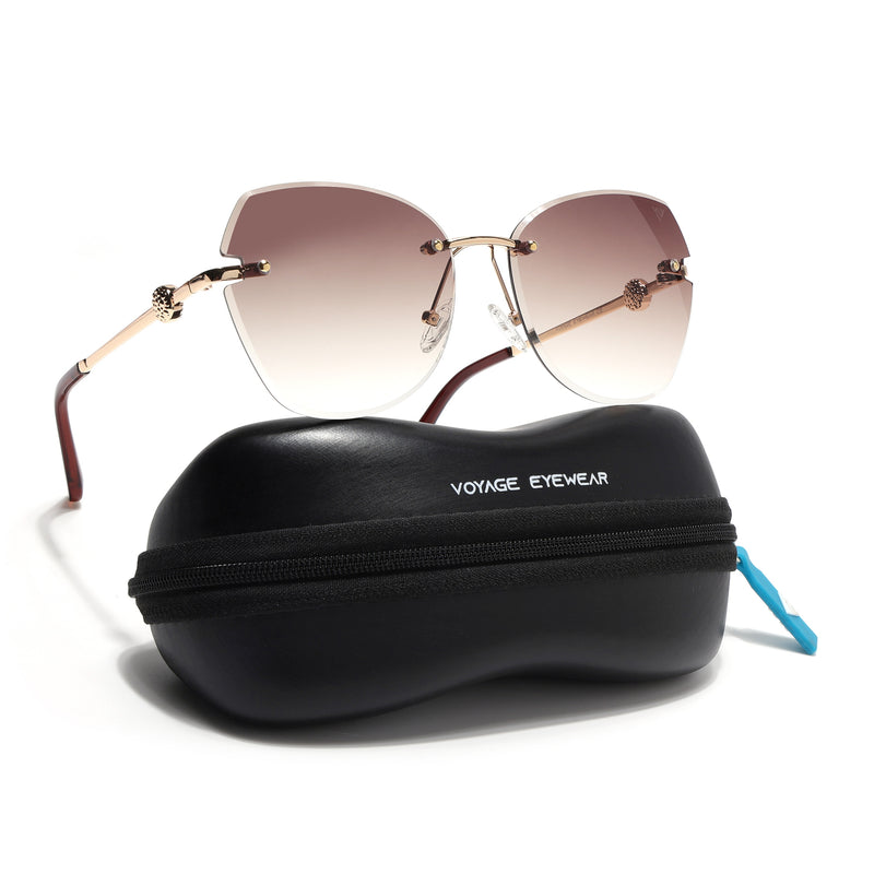 Oversize Sunglasses (Brown Lens | Golden Frame - SLMG9096)