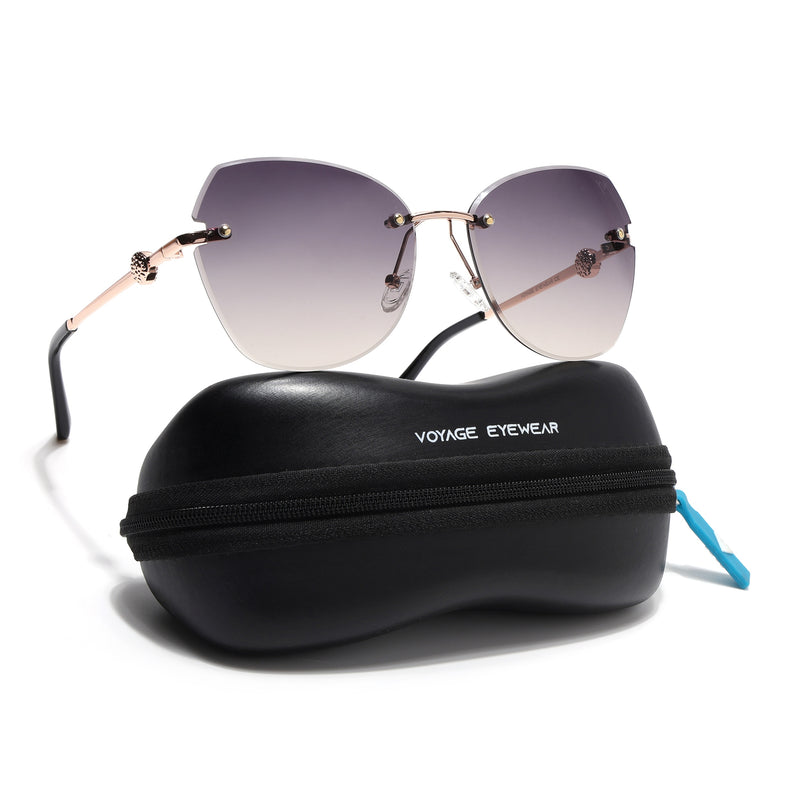 Oversize Sunglasses (Grey Lens | Rose Gold Frame - SLMG9097)