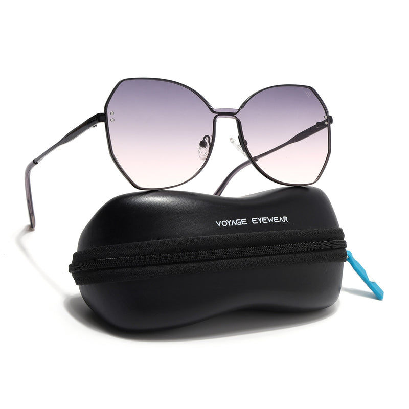 Oversize Sunglasses (Peach Lens | Black Frame - SLMG9087)