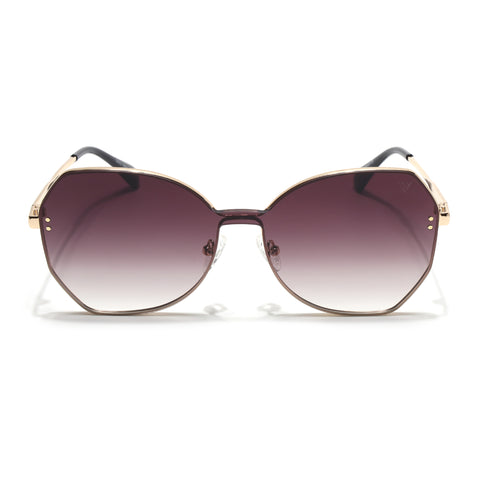 Oversize Sunglasses (Brown Lens | Golden Frame - SLMG9090)