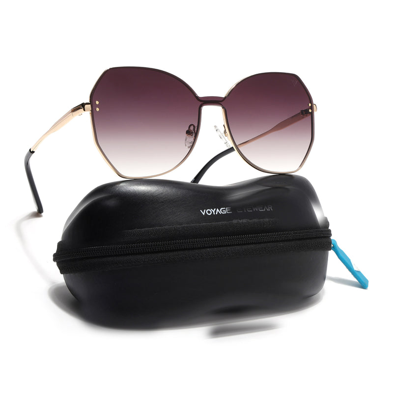 Oversize Sunglasses (Brown Lens | Golden Frame - SLMG9090)