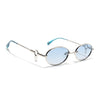 Oval Polarized Sunglasses (Blue Lens | Silver Frame - SLPMG9038)