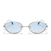 Oval Polarized Sunglasses (Blue Lens | Silver Frame - SLPMG9038)