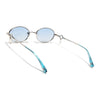 Oval Polarized Sunglasses (Blue Lens | Silver Frame - SLPMG9038)