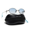 Oval Polarized Sunglasses (Blue Lens | Silver Frame - SLPMG9038)