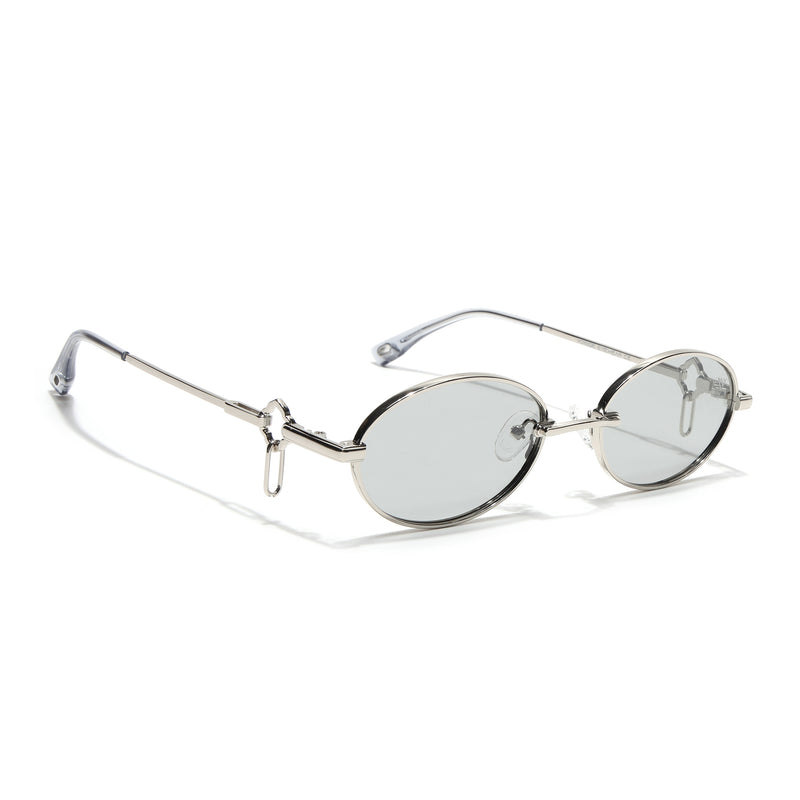 Oval Polarized Sunglasses (Grey Lens | Silver Frame - SLPMG9039)