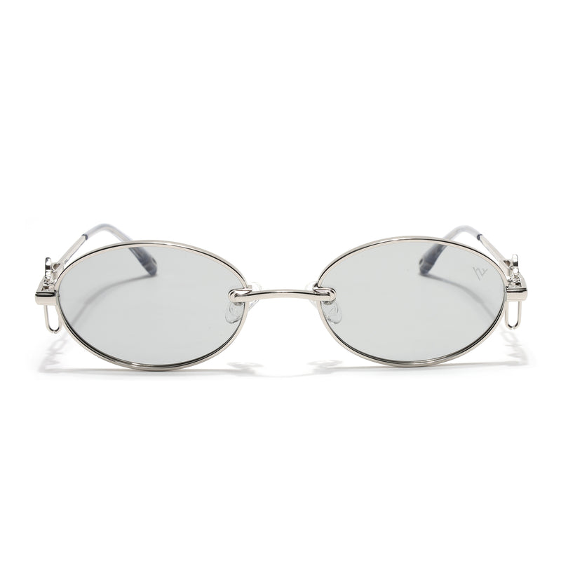 Oval Polarized Sunglasses (Grey Lens | Silver Frame - SLPMG9039)