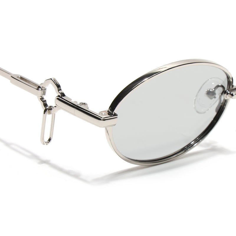 Oval Polarized Sunglasses (Grey Lens | Silver Frame - SLPMG9039)