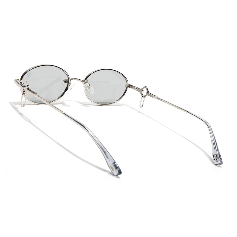 Oval Polarized Sunglasses (Grey Lens | Silver Frame - SLPMG9039)