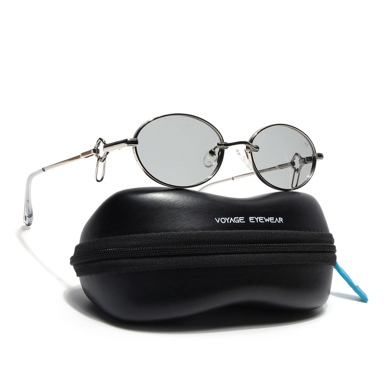 Oval Polarized Sunglasses (Grey Lens | Silver Frame - SLPMG9039)