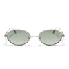 Oval Polarized Sunglasses (Green Lens | Silver Frame - SLPMG9040)