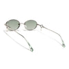 Oval Polarized Sunglasses (Green Lens | Silver Frame - SLPMG9040)