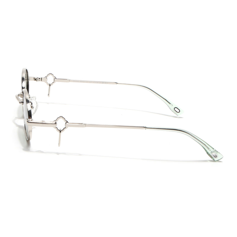 Oval Polarized Sunglasses (Green Lens | Silver Frame - SLPMG9040)