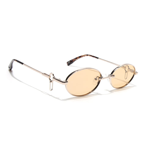 Oval Polarized Sunglasses (Yellow Lens | Golden Frame - SLPMG9041)