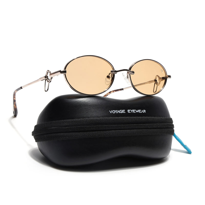 Oval Polarized Sunglasses (Yellow Lens | Golden Frame - SLPMG9041)