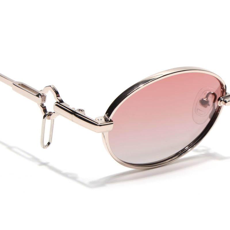 Oval Polarized Sunglasses (Pink Lens | Golden Frame - SLPMG9042)