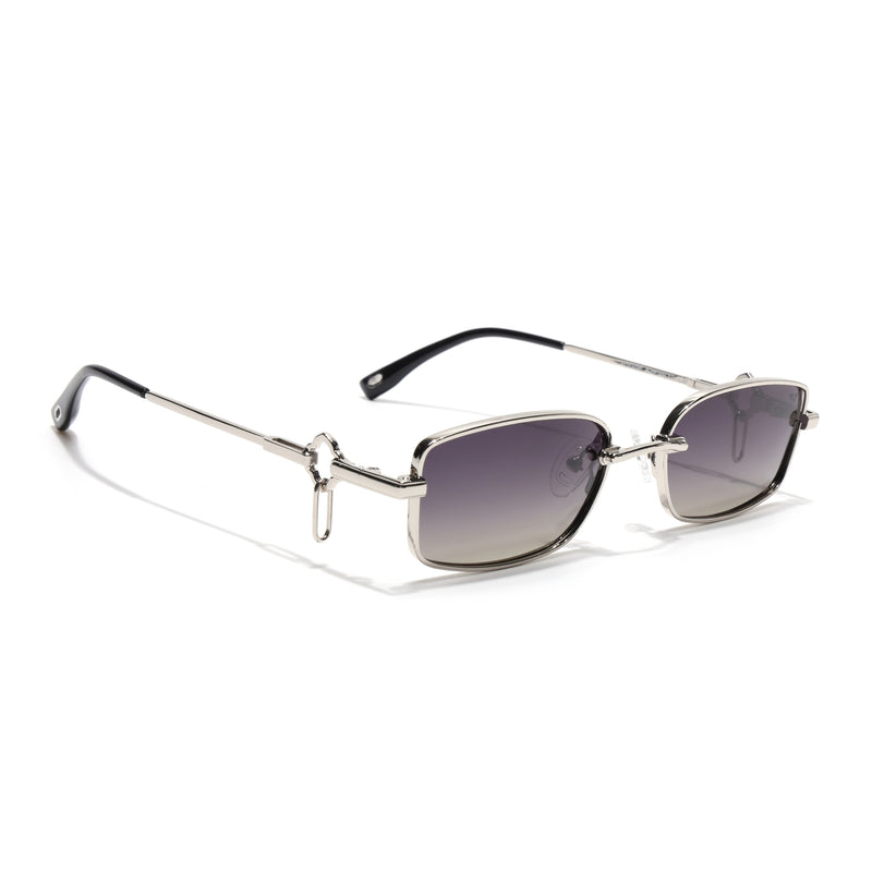 Rectangle Polarized Sunglasses (Olive Lens | Silver Frame - SLPMG9027)