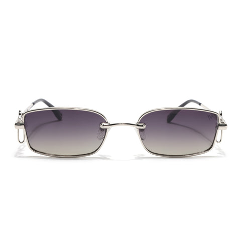 Rectangle Polarized Sunglasses (Olive Lens | Silver Frame - SLPMG9027)