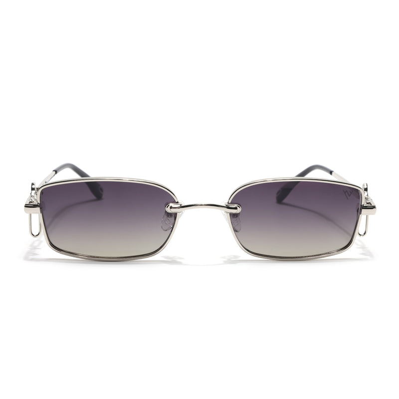 Rectangle Polarized Sunglasses (Olive Lens | Silver Frame - SLPMG9027)