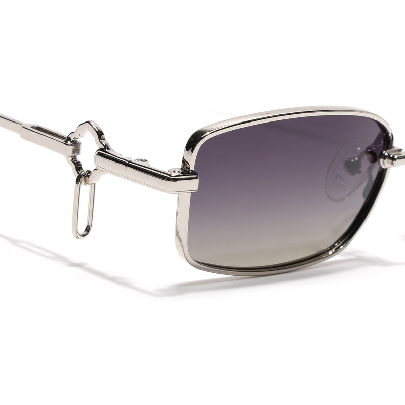 Rectangle Polarized Sunglasses (Olive Lens | Silver Frame - SLPMG9027)