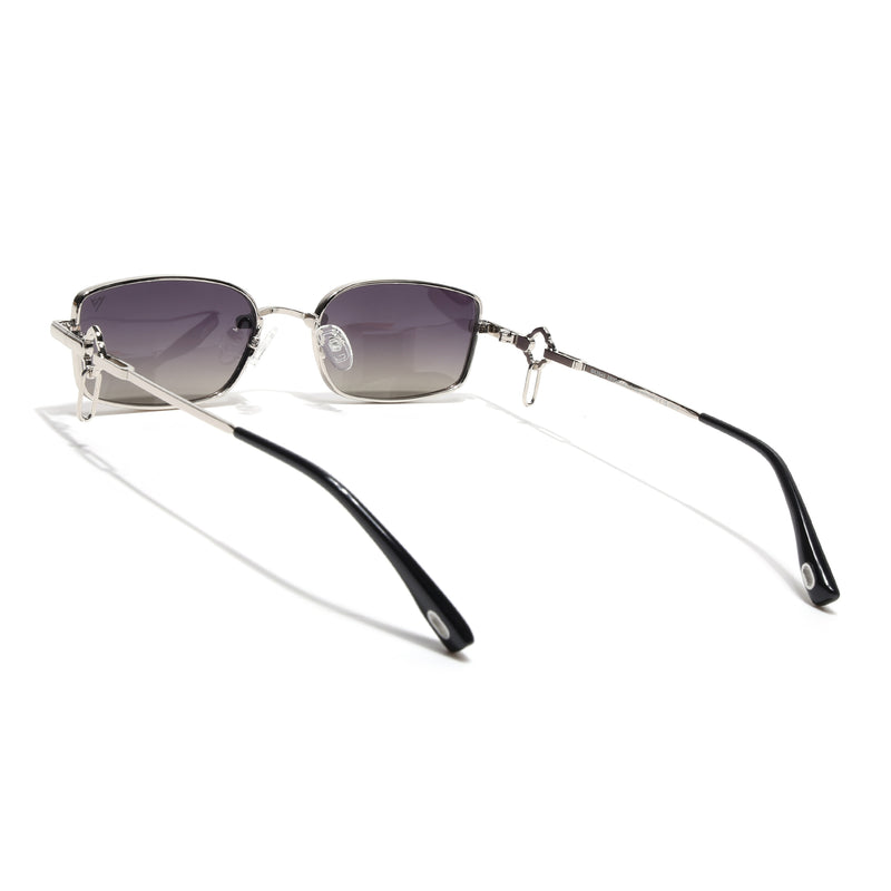 Rectangle Polarized Sunglasses (Olive Lens | Silver Frame - SLPMG9027)