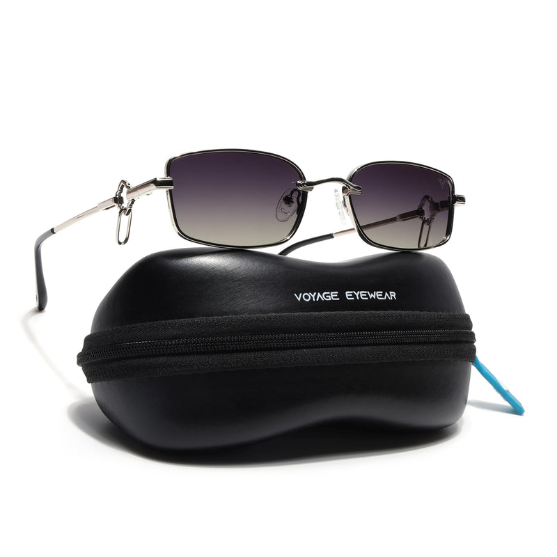 Rectangle Polarized Sunglasses (Olive Lens | Silver Frame - SLPMG9027)