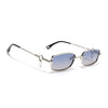 Rectangle Polarized Sunglasses (Blue Lens | Silver Frame - SLPMG9028)