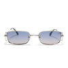 Rectangle Polarized Sunglasses (Blue Lens | Silver Frame - SLPMG9028)