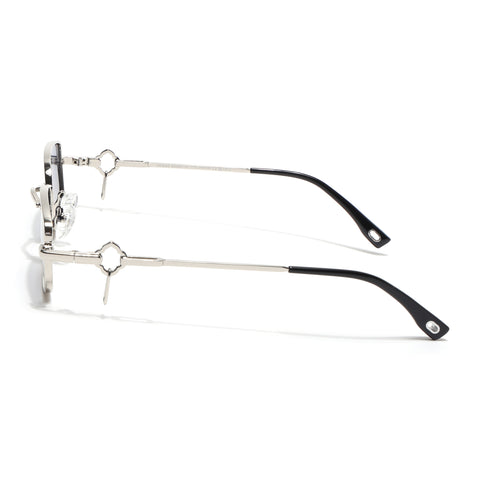 Rectangle Polarized Sunglasses (Blue Lens | Silver Frame - SLPMG9028)