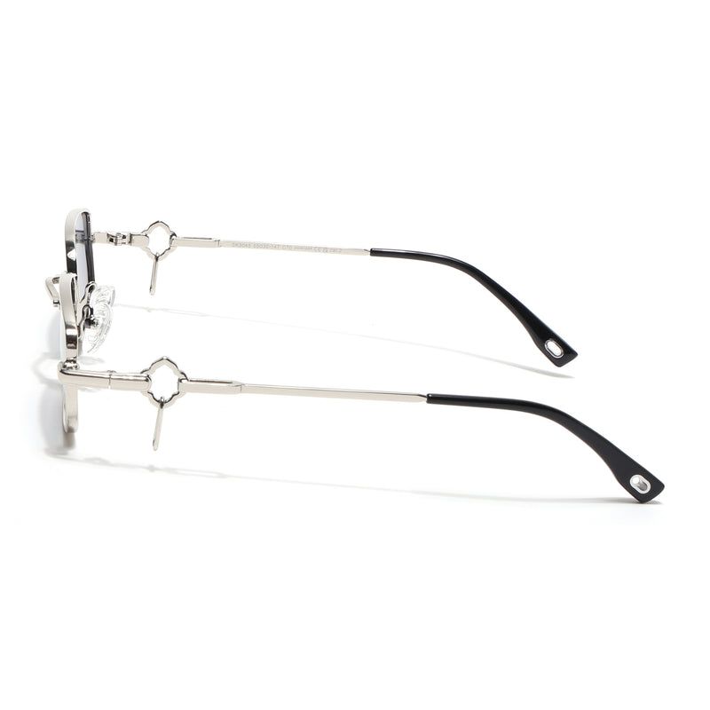 Rectangle Polarized Sunglasses (Blue Lens | Silver Frame - SLPMG9028)