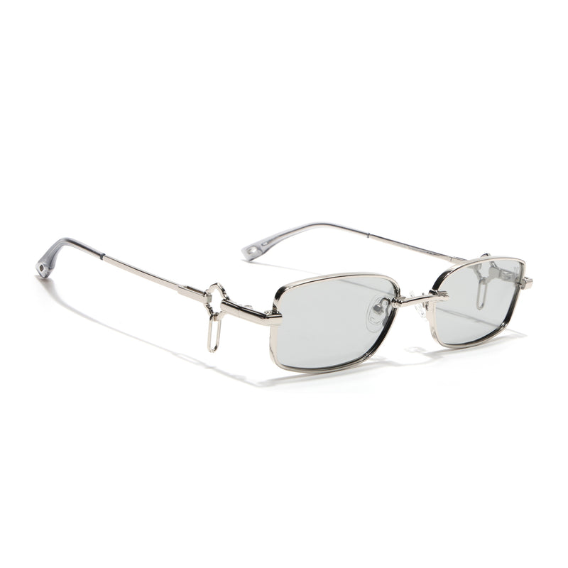 Rectangle Polarized Sunglasses (Grey Lens | Silver Frame - SLPMG9029)
