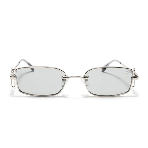 Rectangle Polarized Sunglasses (Grey Lens | Silver Frame - SLPMG9029)