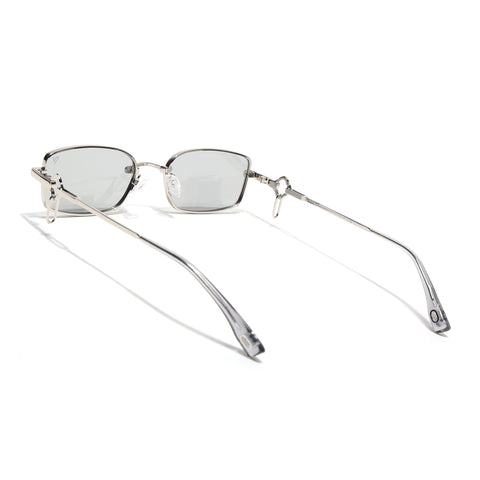 Rectangle Polarized Sunglasses (Grey Lens | Silver Frame - SLPMG9029)