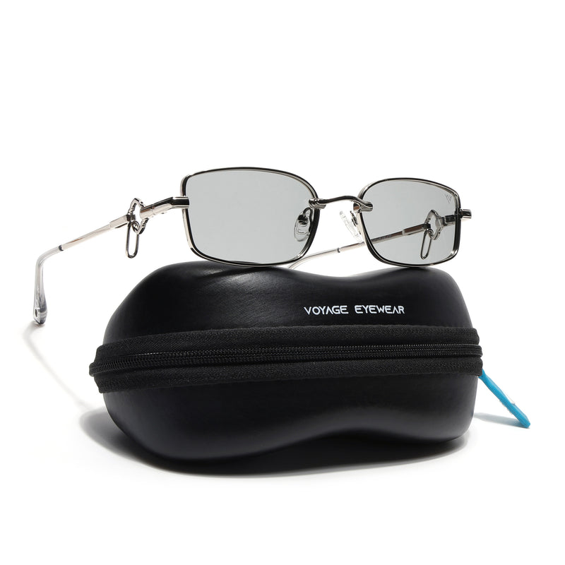 Rectangle Polarized Sunglasses (Grey Lens | Silver Frame - SLPMG9029)