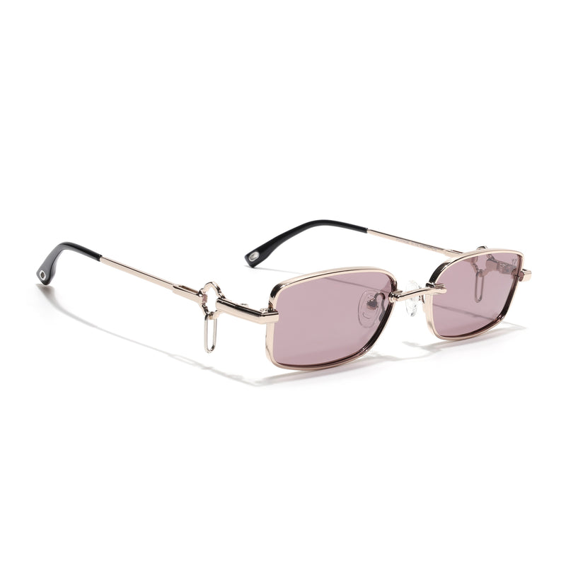 Rectangle Polarized Sunglasses (Purple Lens | Golden Frame - SLPMG9031)