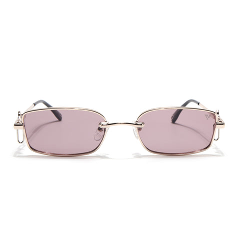 Rectangle Polarized Sunglasses (Purple Lens | Golden Frame - SLPMG9031)