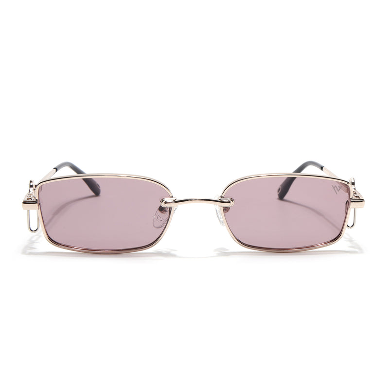 Rectangle Polarized Sunglasses (Purple Lens | Golden Frame - SLPMG9031)
