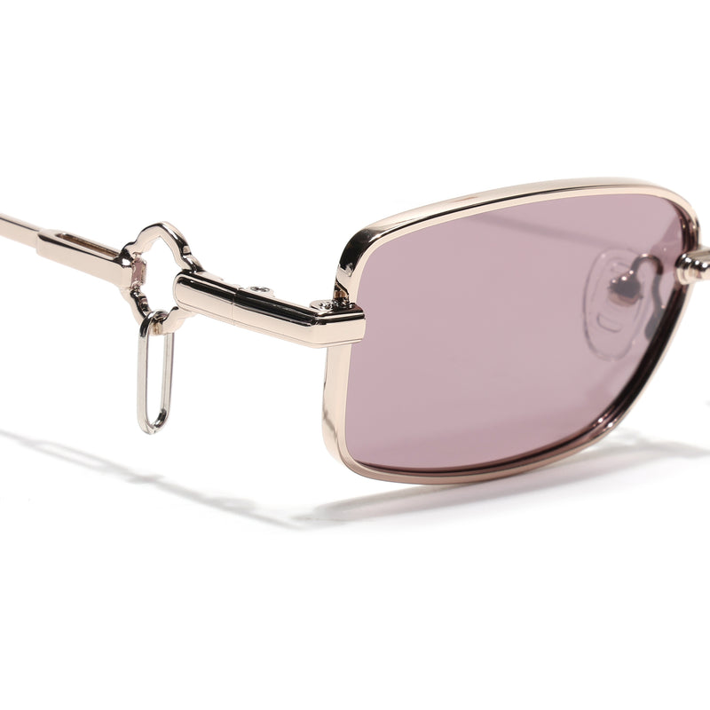 Rectangle Polarized Sunglasses (Purple Lens | Golden Frame - SLPMG9031)