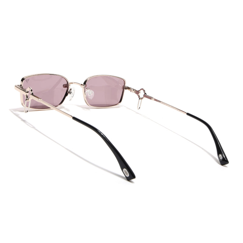 Rectangle Polarized Sunglasses (Purple Lens | Golden Frame - SLPMG9031)