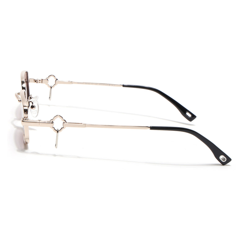 Rectangle Polarized Sunglasses (Purple Lens | Golden Frame - SLPMG9031)